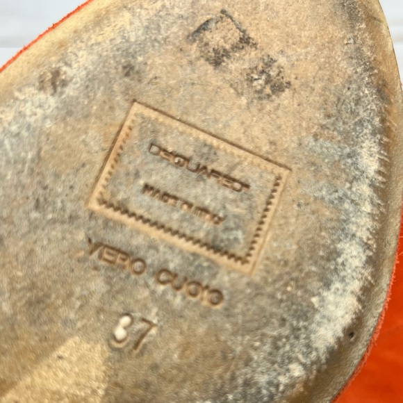 DSquared2 Orange Suede Peep Toe Wedge Booties - Picture 10 of 11